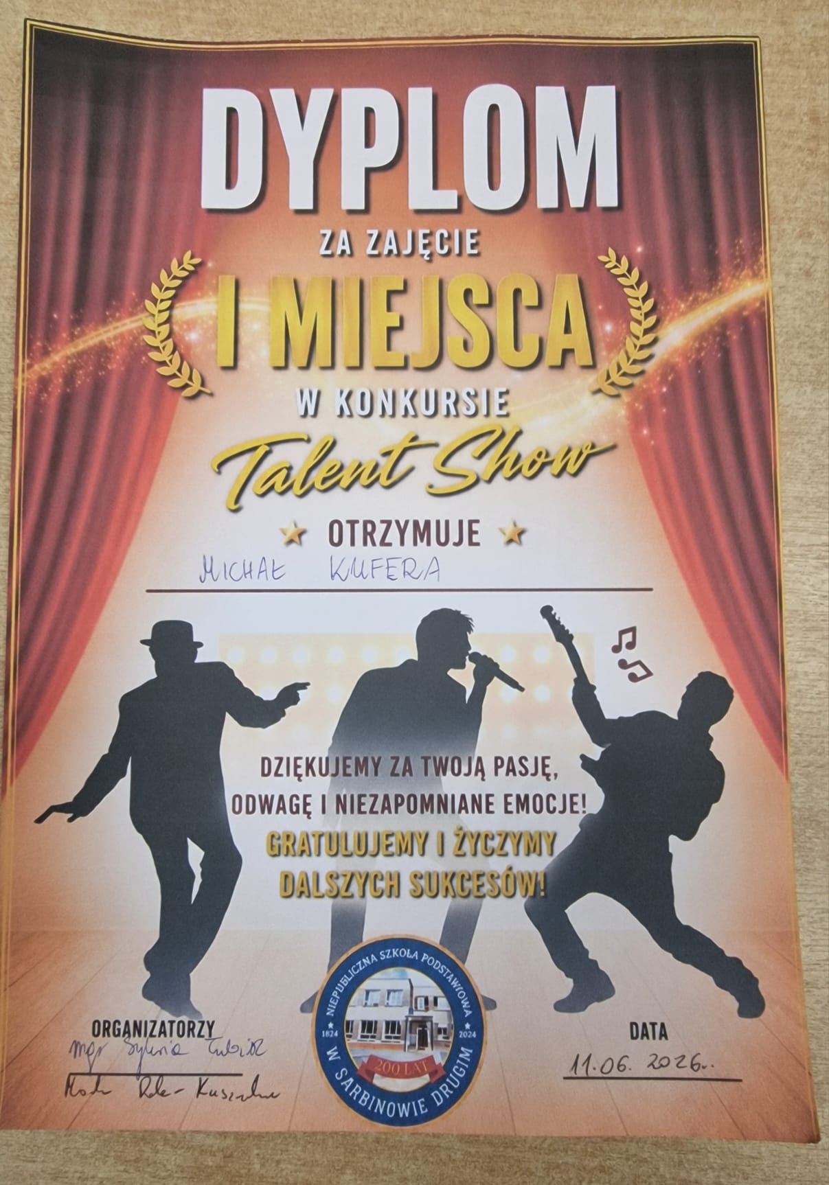 Dyplom I miejsca — Michał Kufera